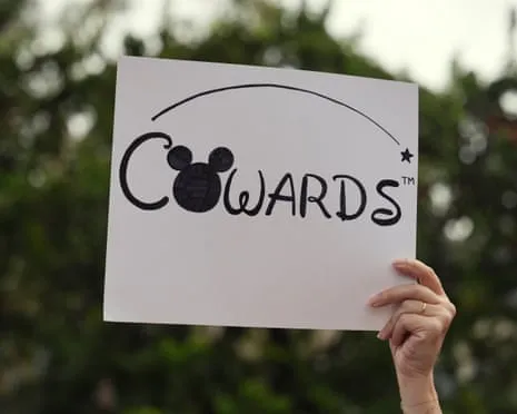 Hundreds Demonstrate In Front Of Mickey Mouse Company Headquarters Regarding ‘Authoritarian’ Kimmel Show Removal